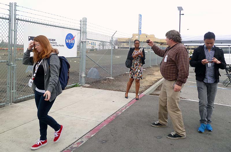 On arrival, our NASA Social Team quickly demonstrates thinking, writing, photographing, and connecting.