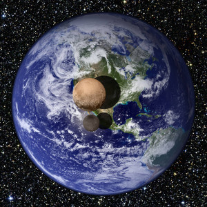 Compare the sizes of Earth and Pluto & Charon Image Credit: NASA